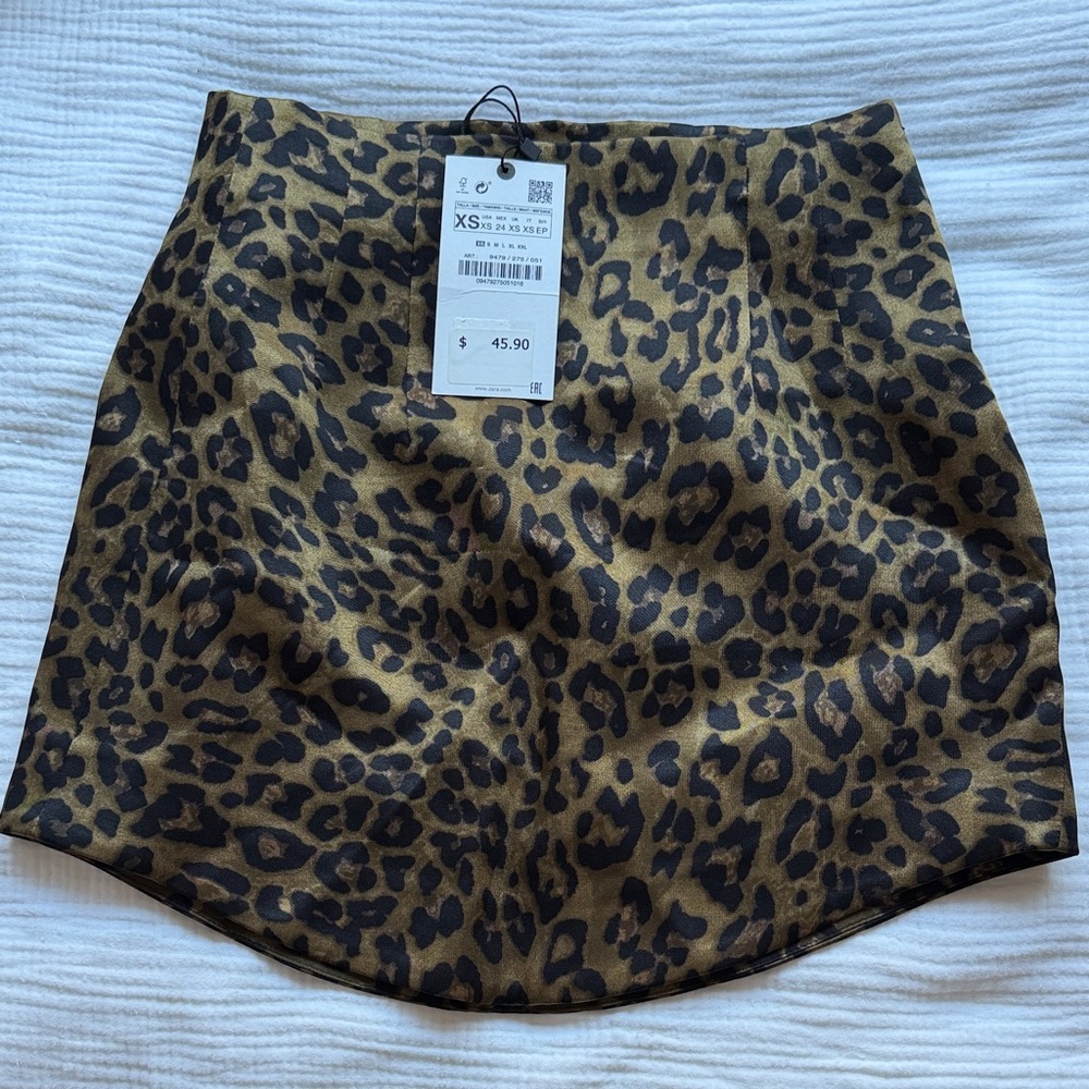 Zara Animal Print Mini Skirt - Black and Brown